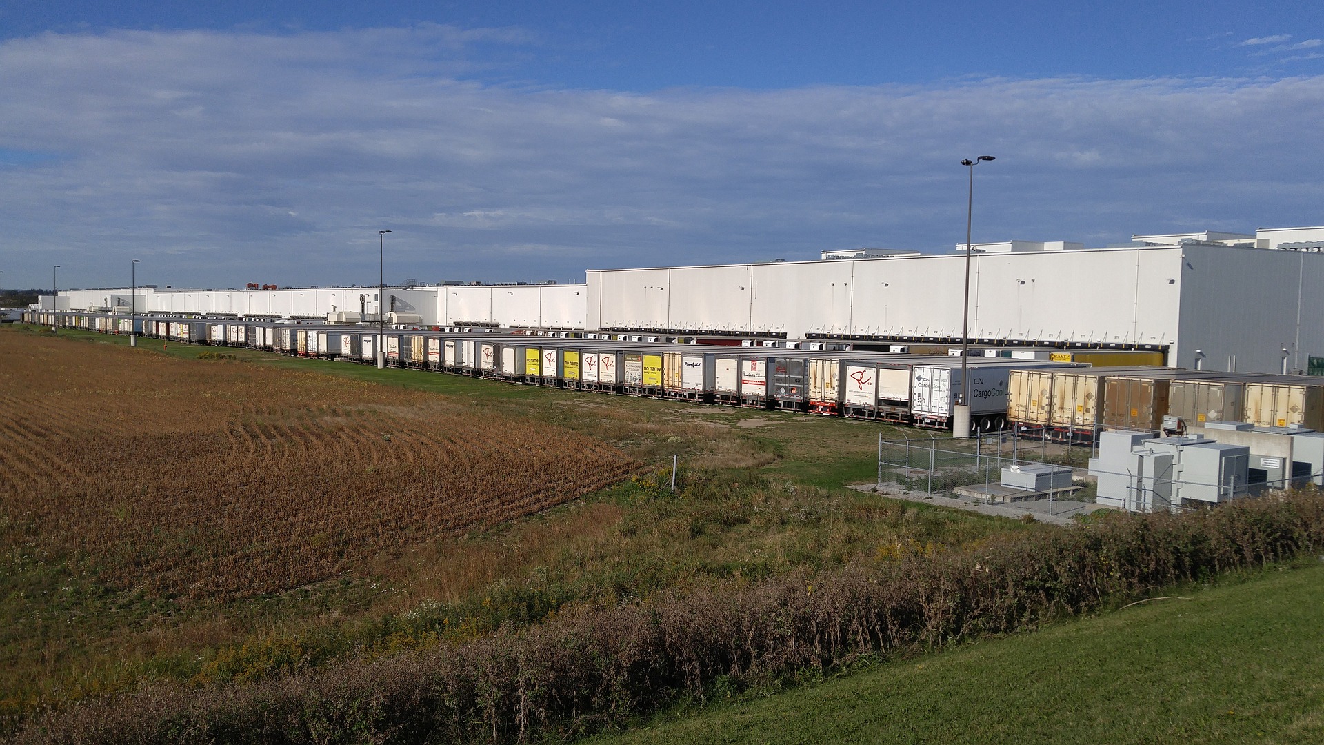 Trucks at a warehouse