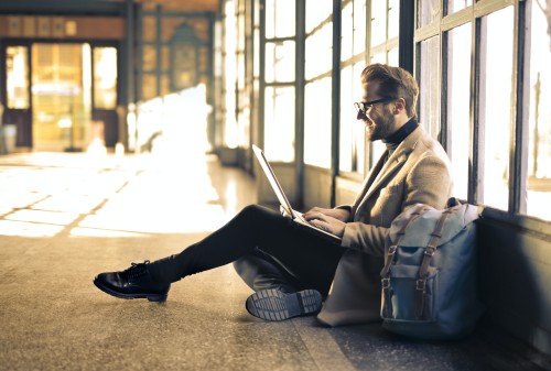 man using laptop