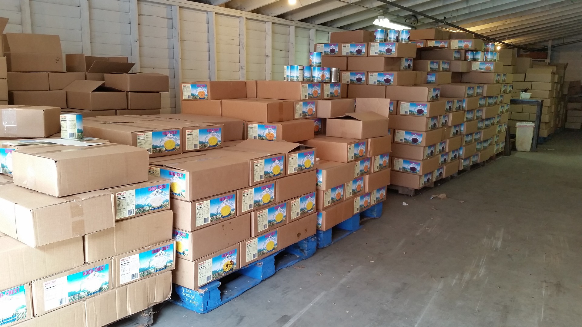 Boxes in a warehouse