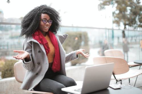 woman using laptop